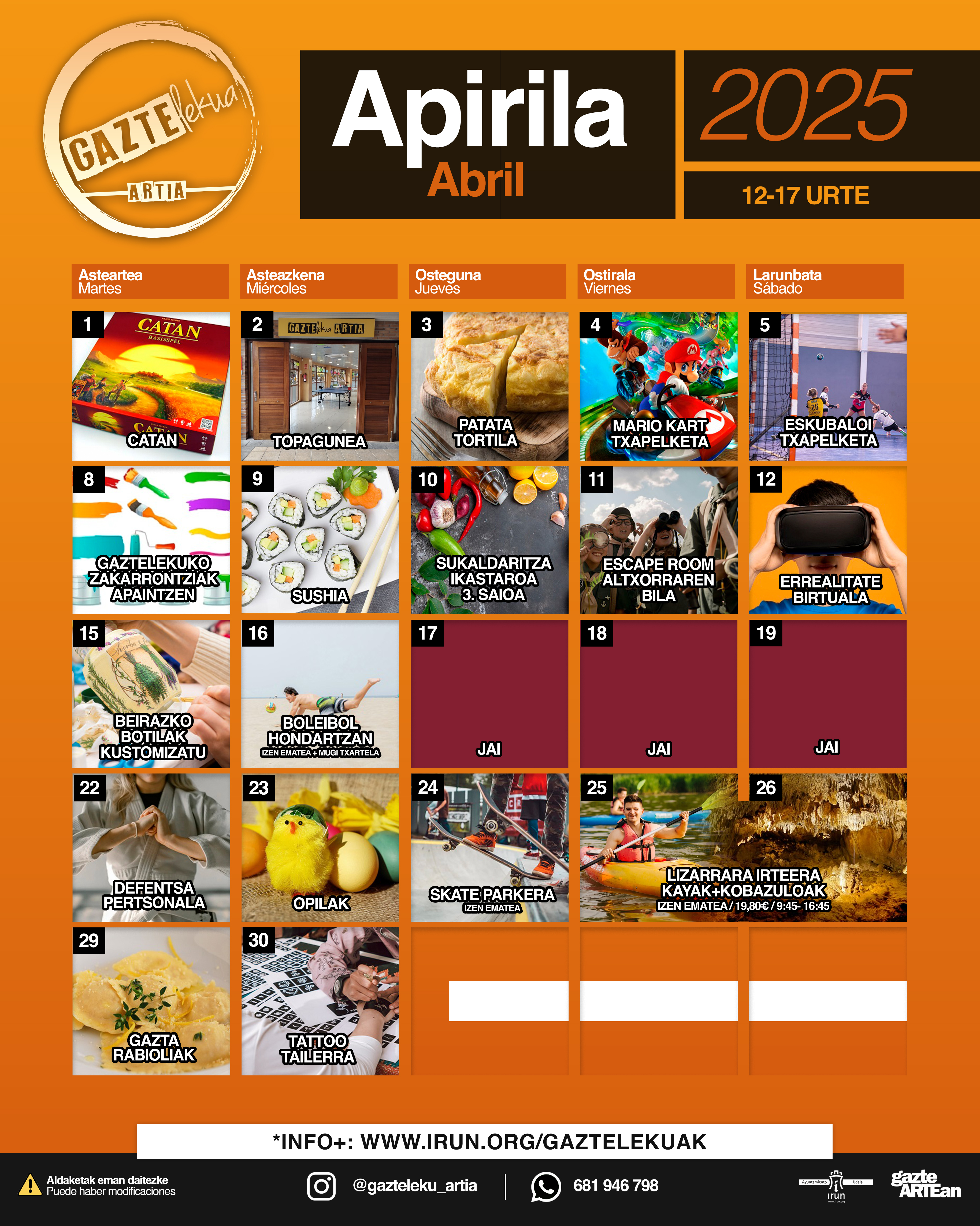 Programación de abril del gazteleku